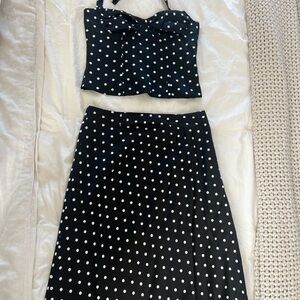 Peppermayo Black and White Polka Dot Skirt Set